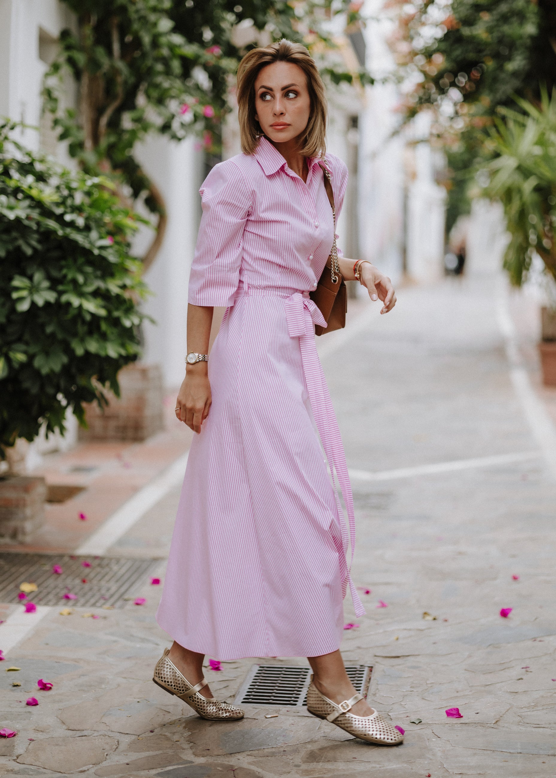 Striped shirt dress in pink – VAVAVIN