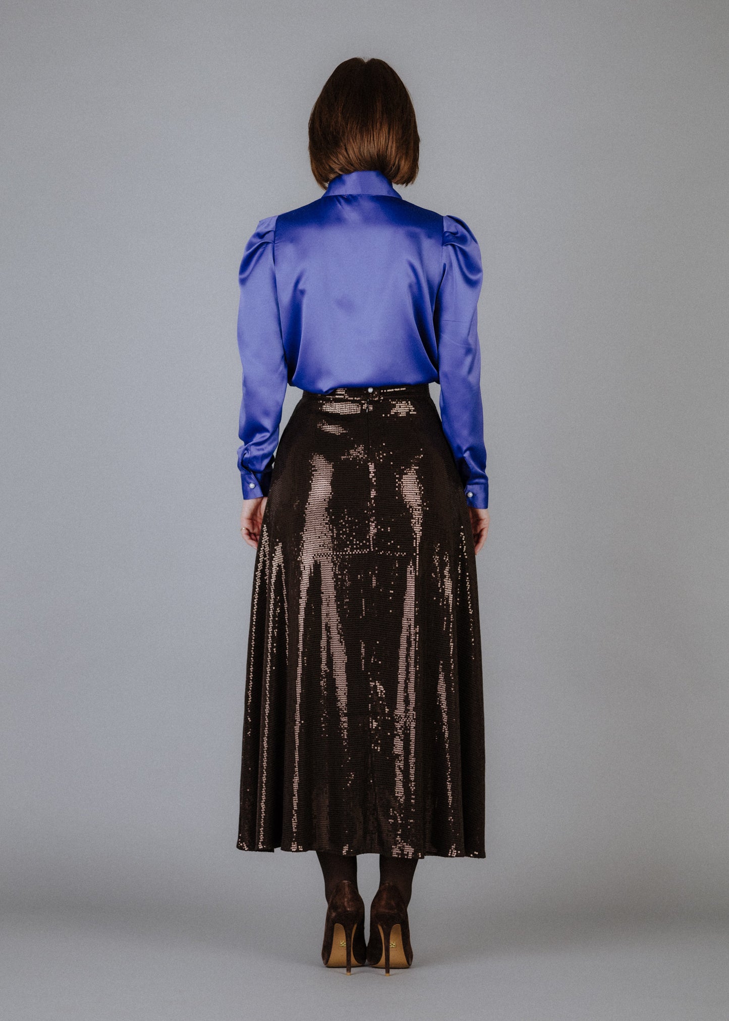 Sequin skirt in dark brown