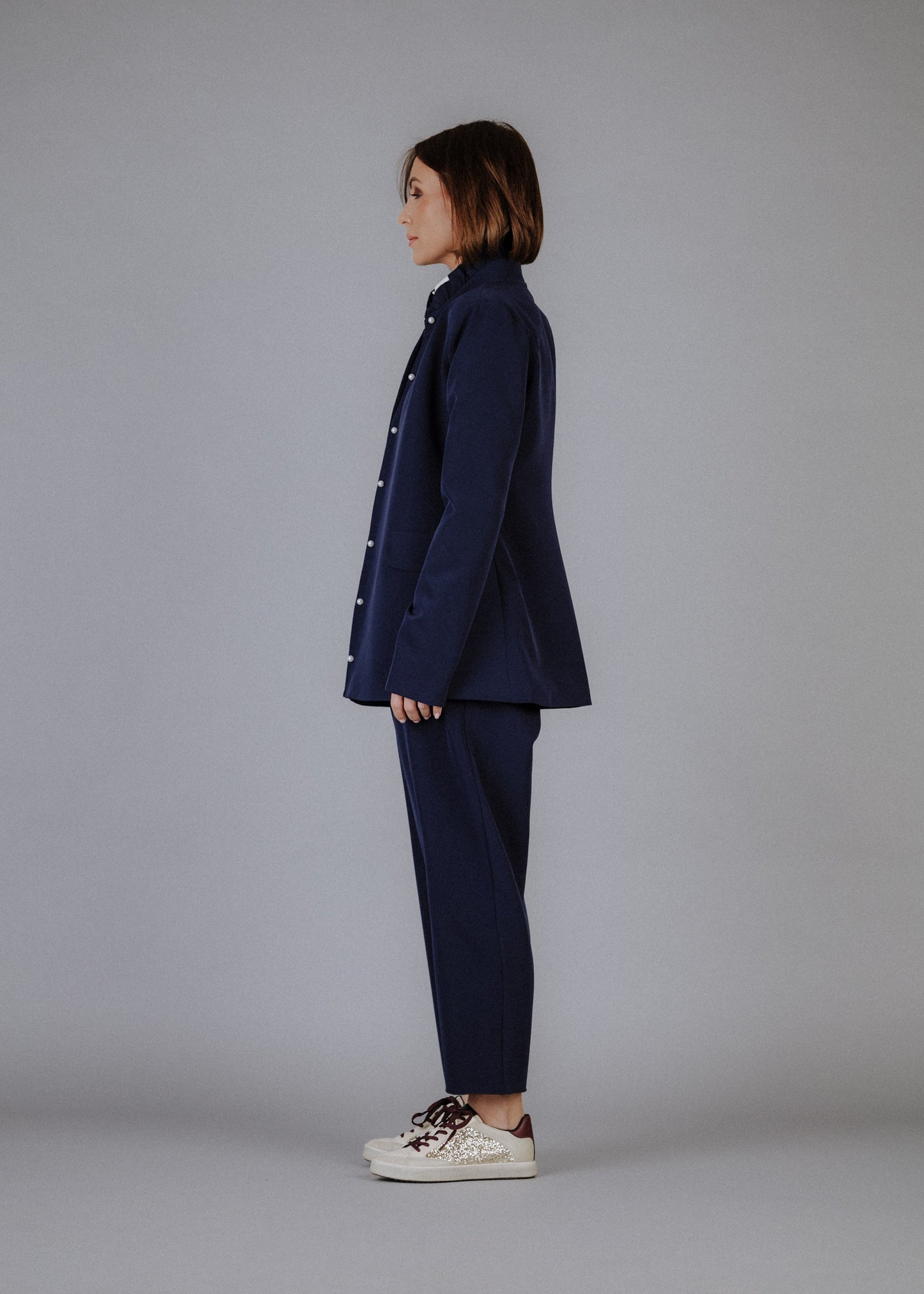 Fine fabric trousers in dark blue