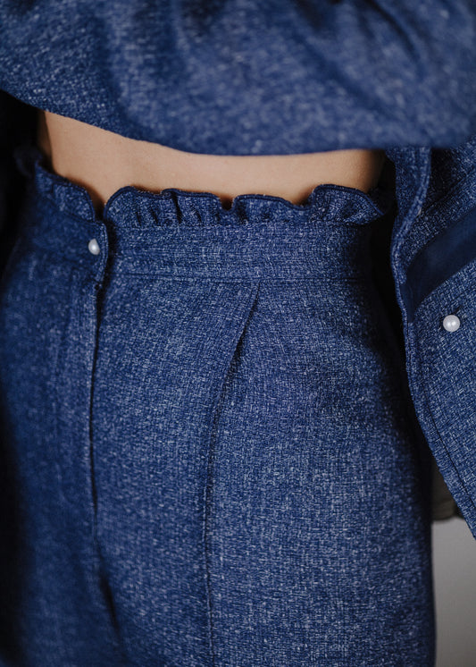 Buklé nadrág kék színben