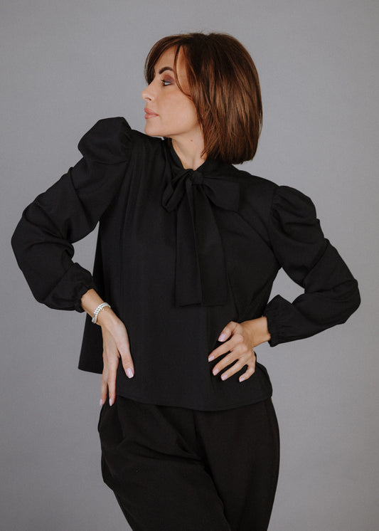 Muszlin felső fekete színben