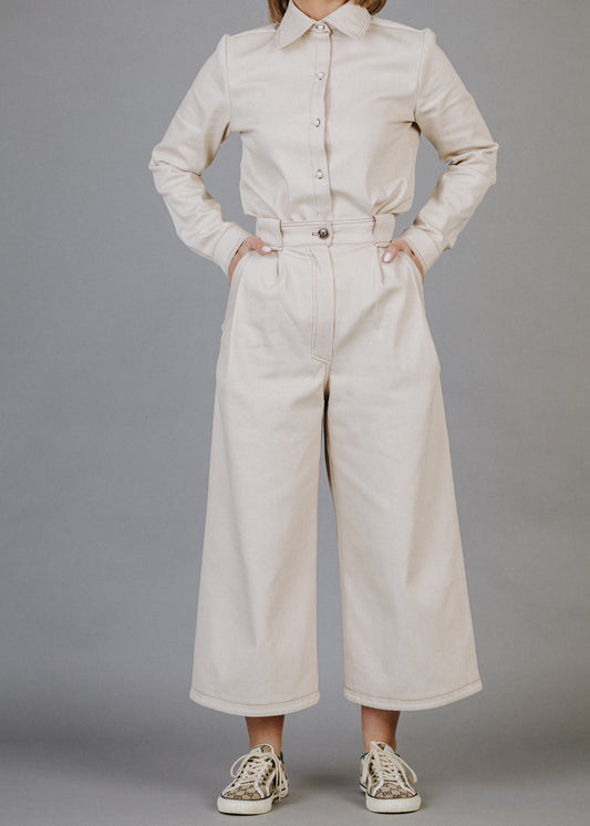 Bézs culotte farmernadrág