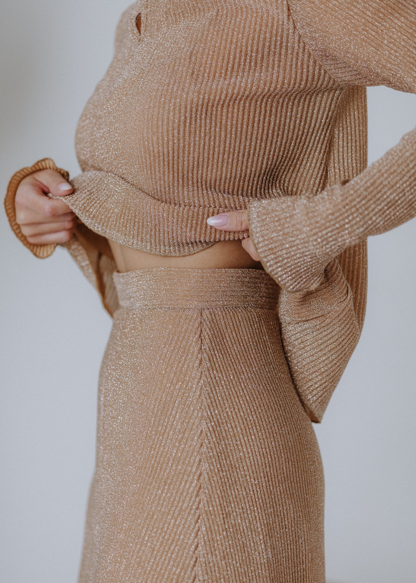 'A' vonalú szoknya lurex anyagból