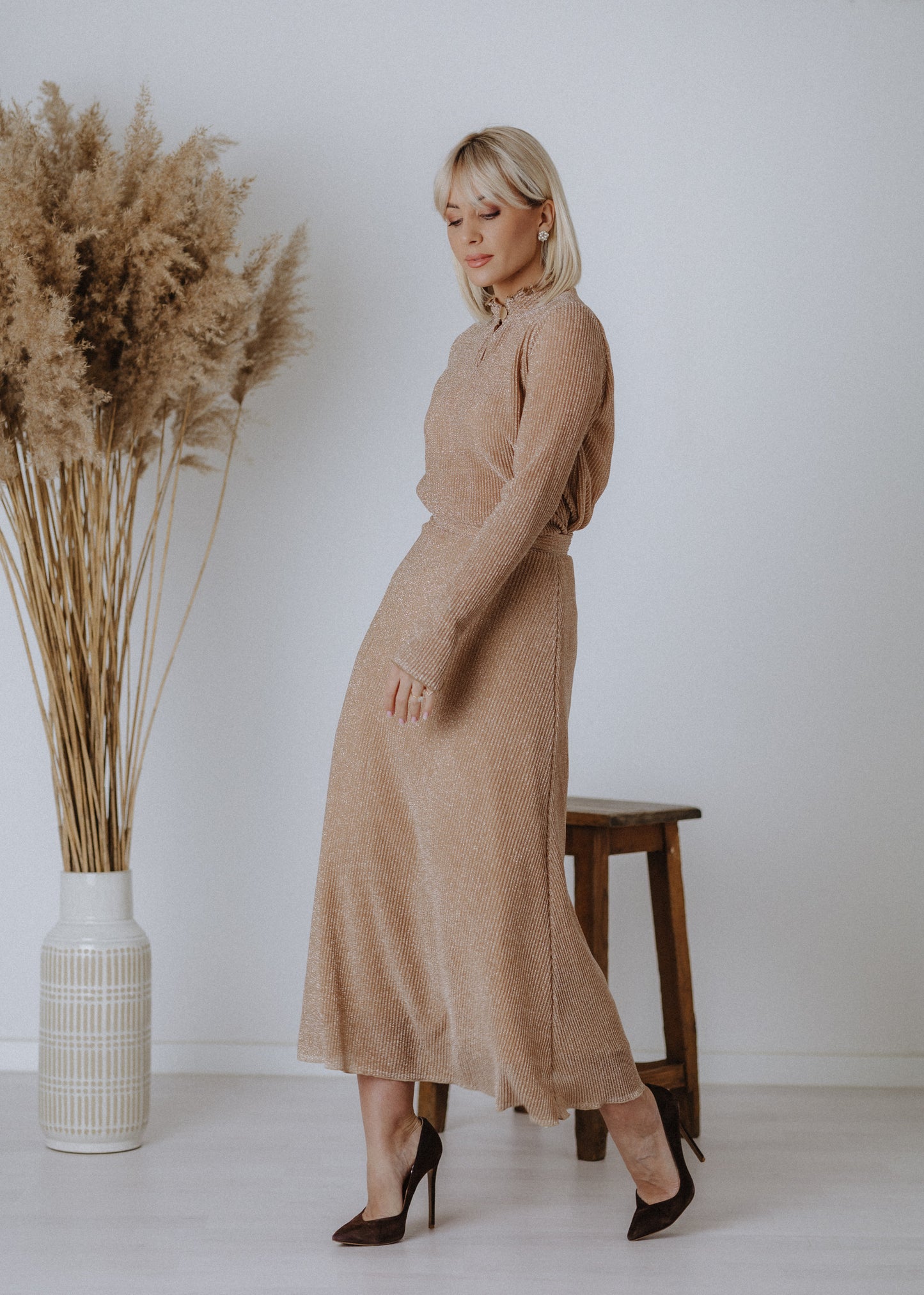 'A' vonalú szoknya lurex anyagból