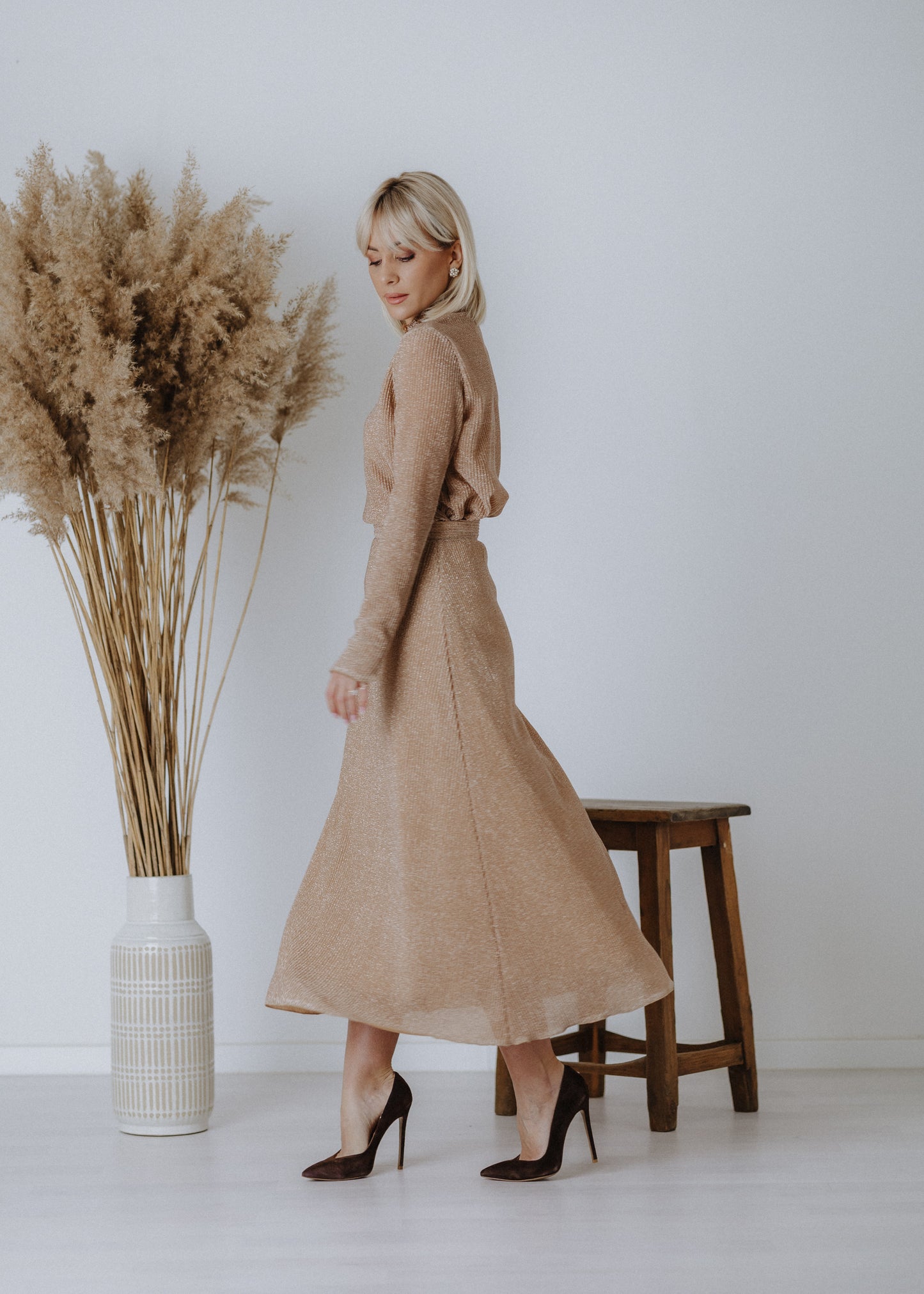 'A' vonalú szoknya lurex anyagból