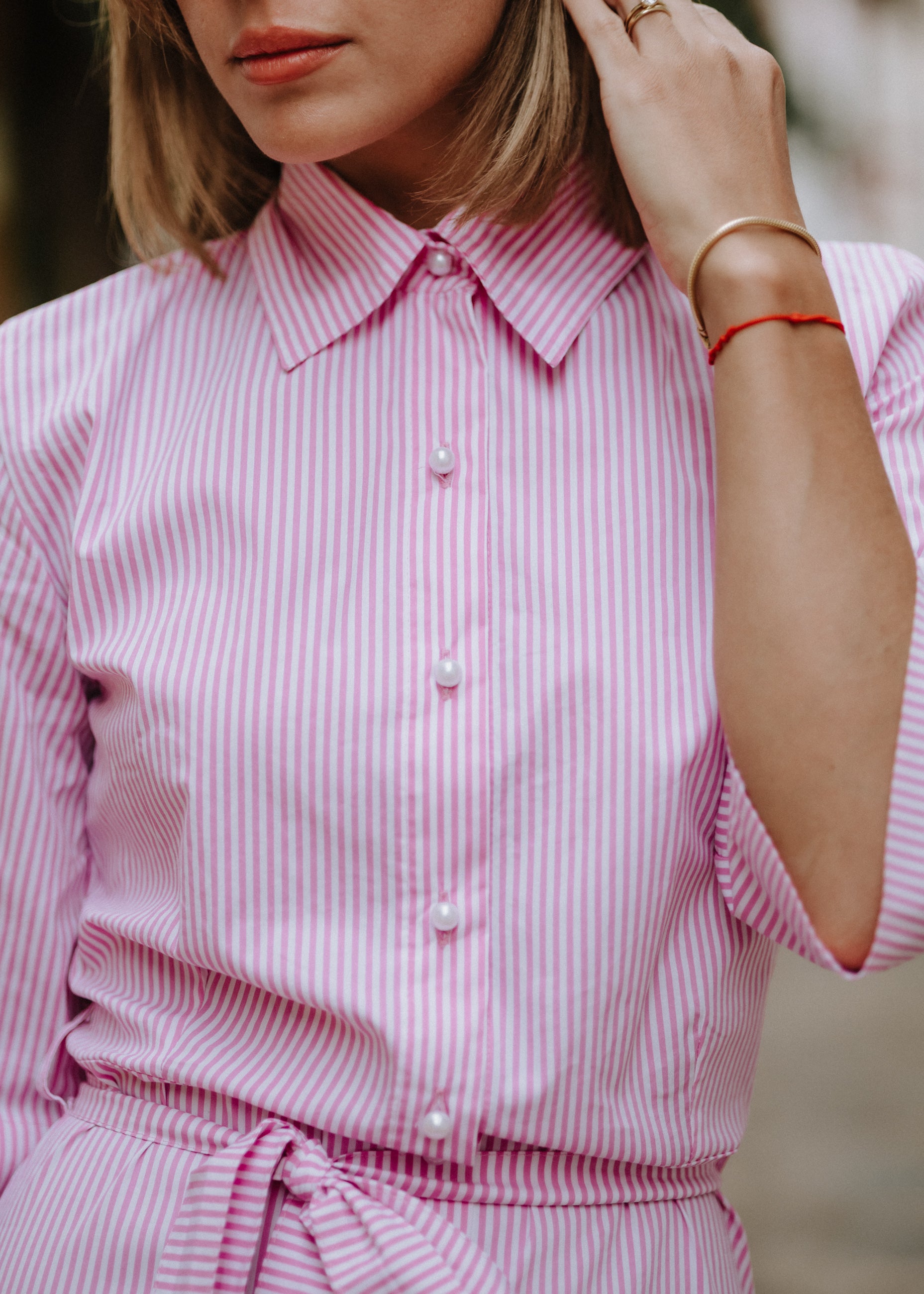 Striped shirt dress in pink