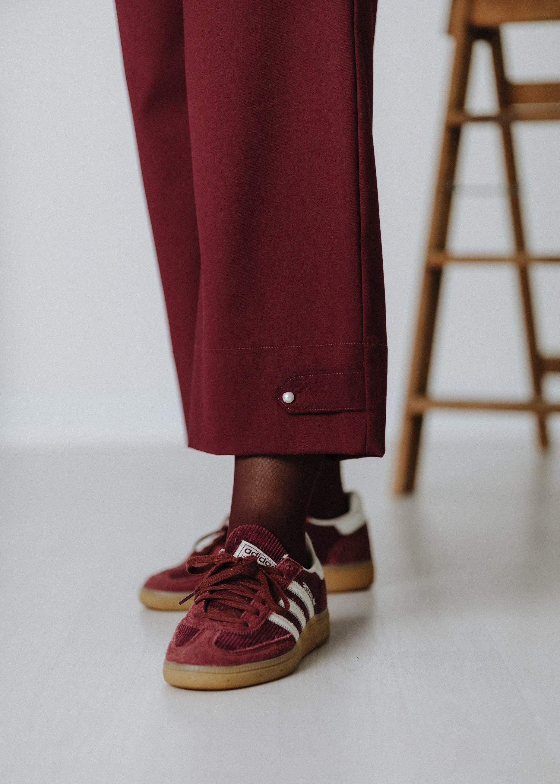Burgundy ruffled culottes