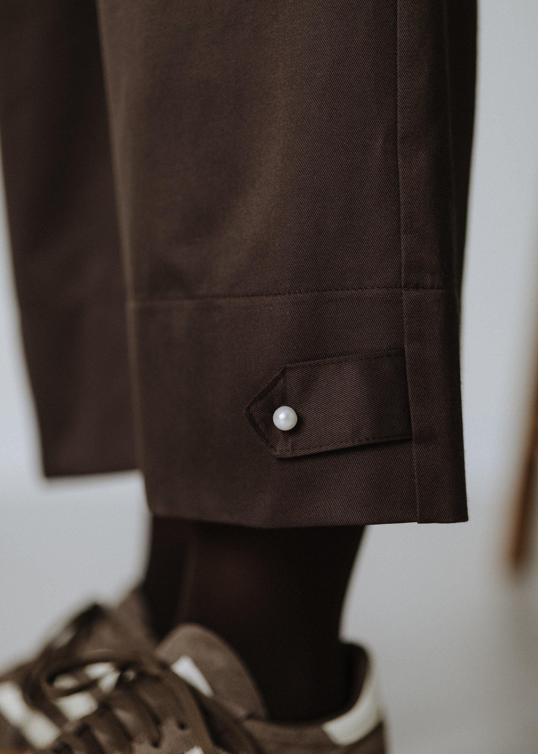 Chocolate brown ruffled culottes