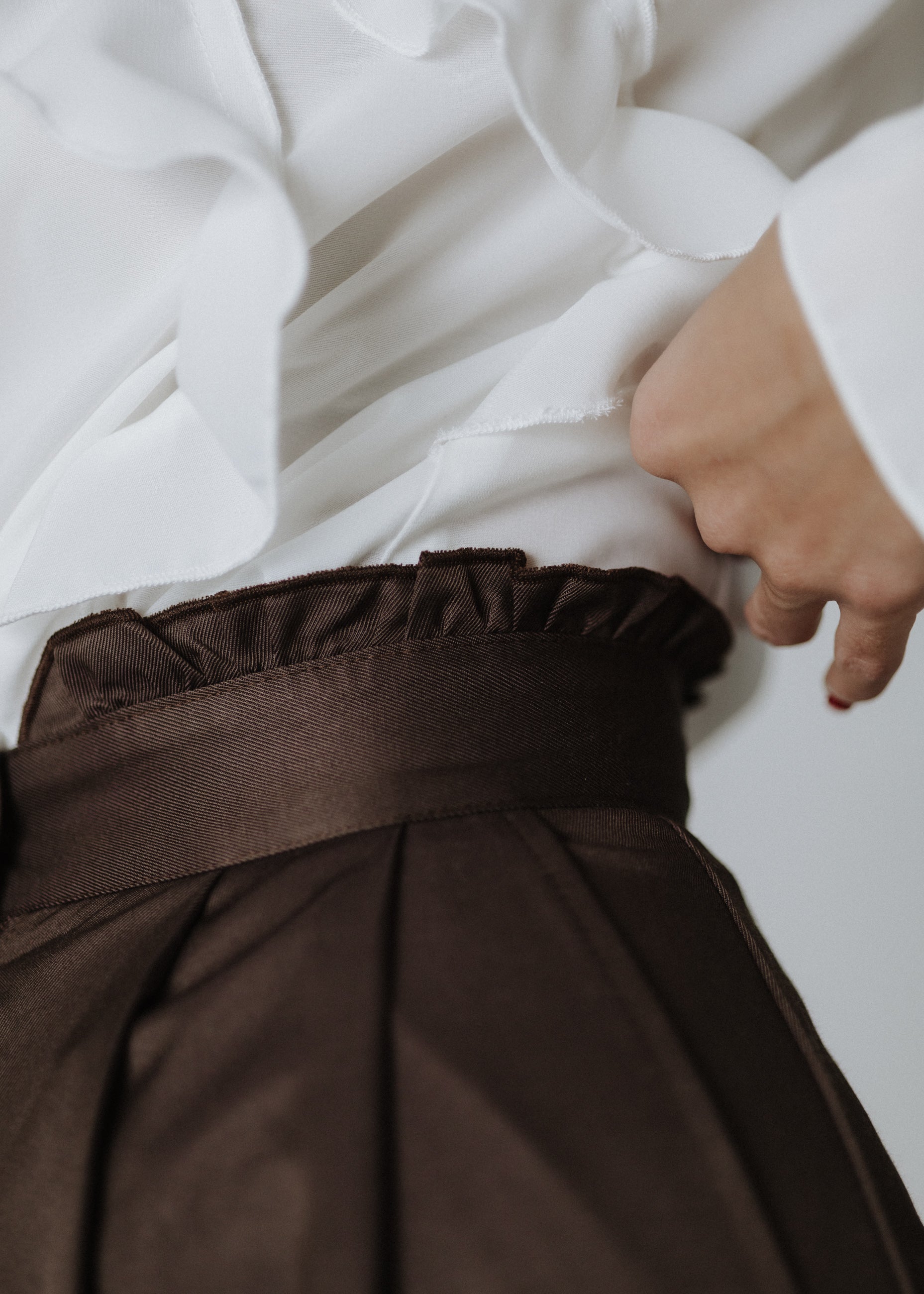 Chocolate brown ruffled culottes