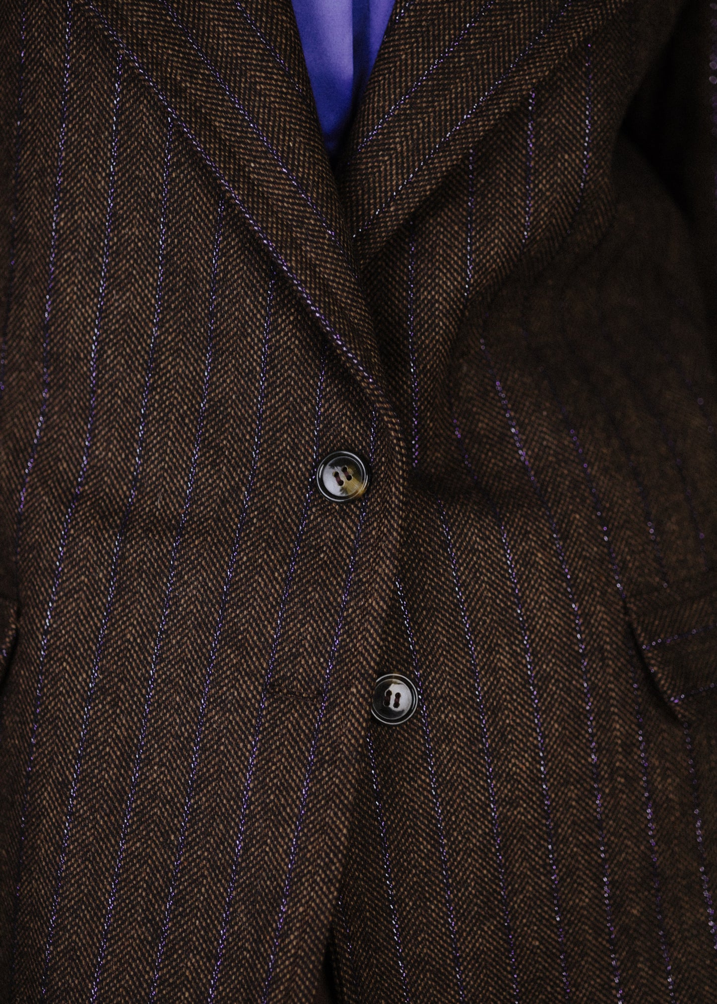 Limitált gyapjúkeverék zakó lila fémszálakkal