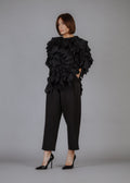 Curly ruffled muslin top