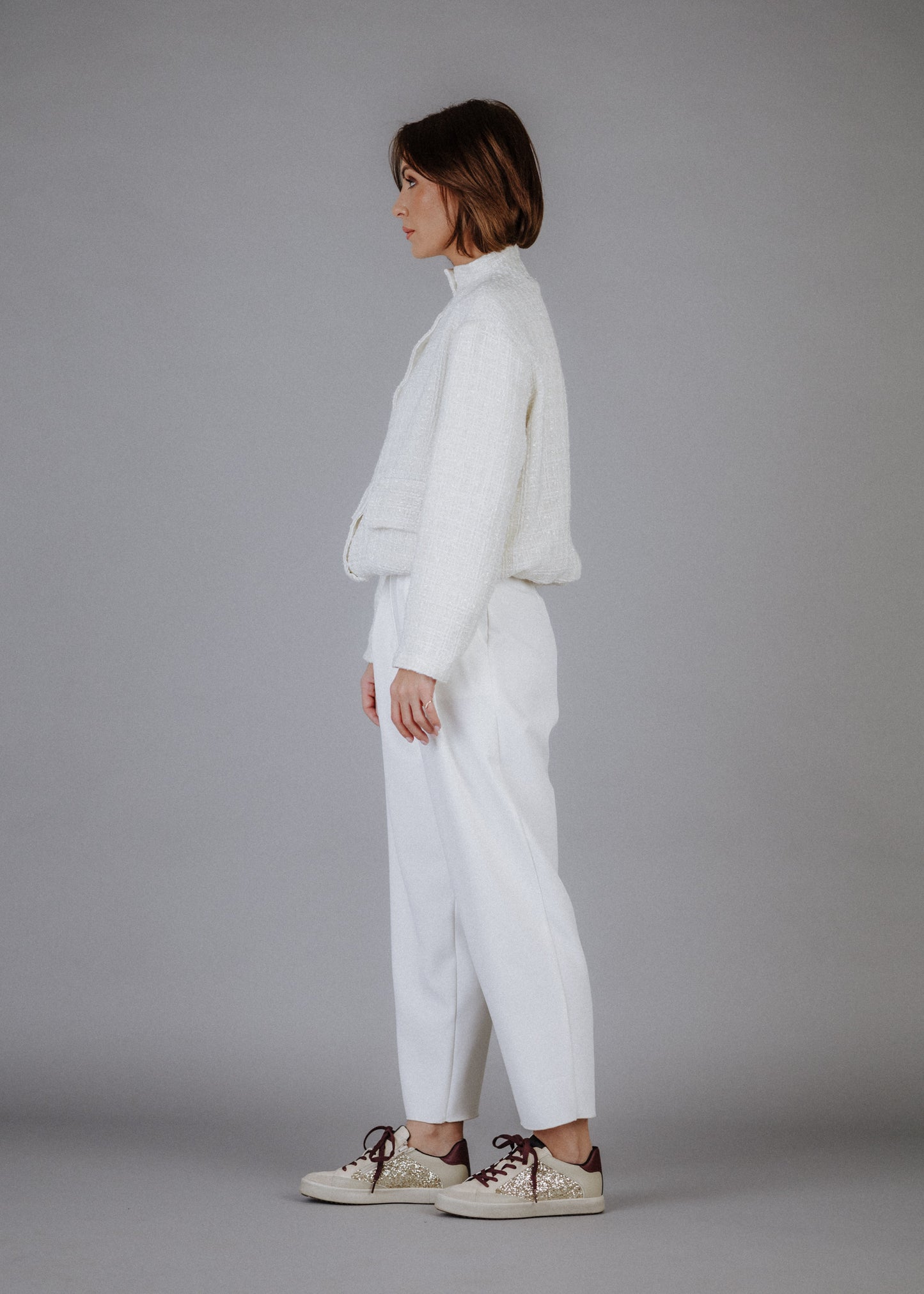 Boucle bomber in ecru