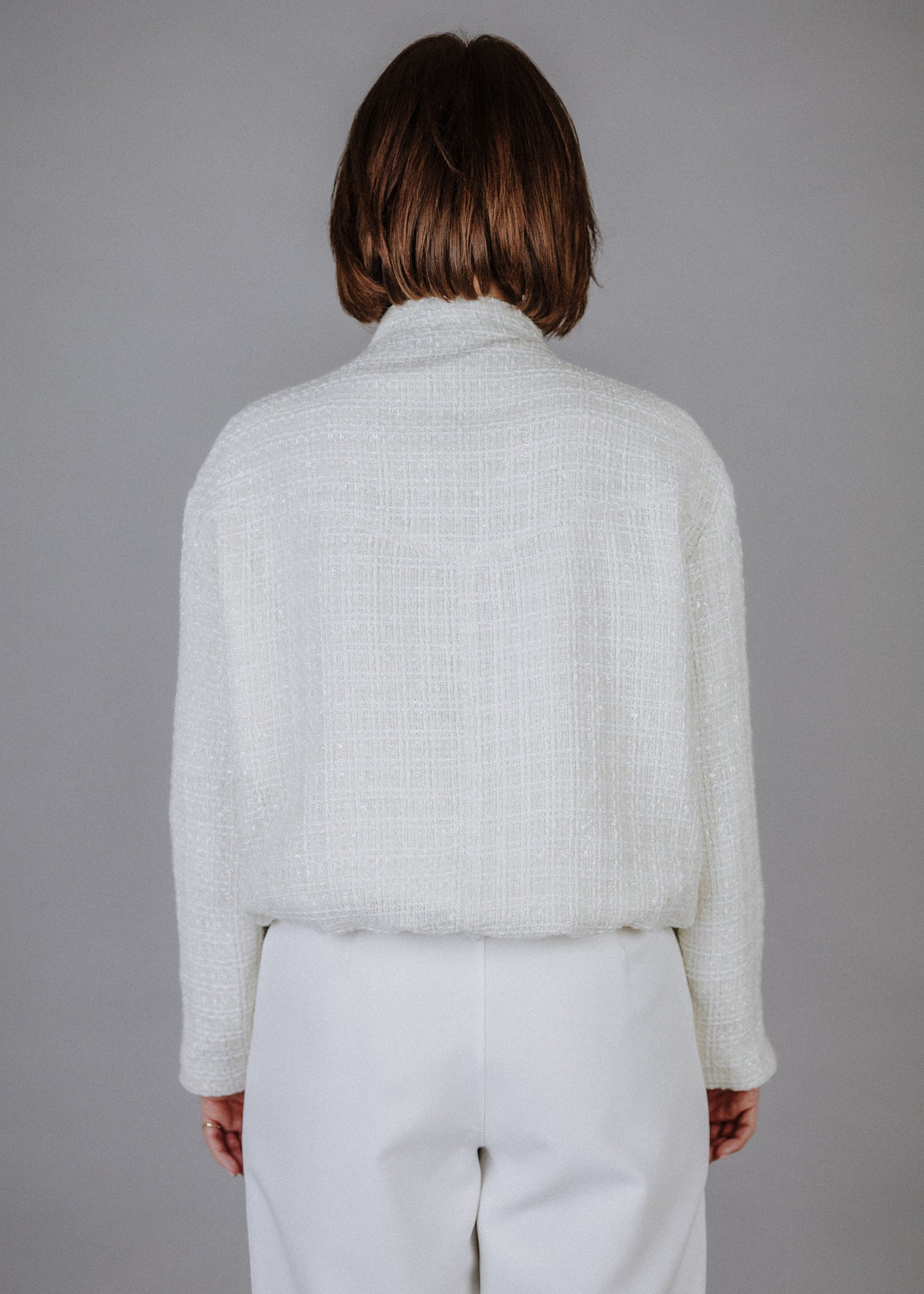Boucle bomber in ecru