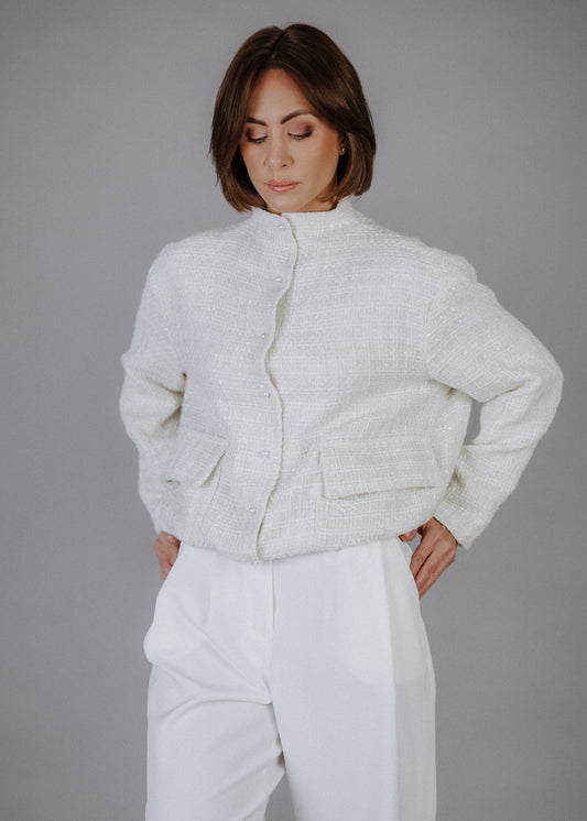 Buklé bomber ekrü színben