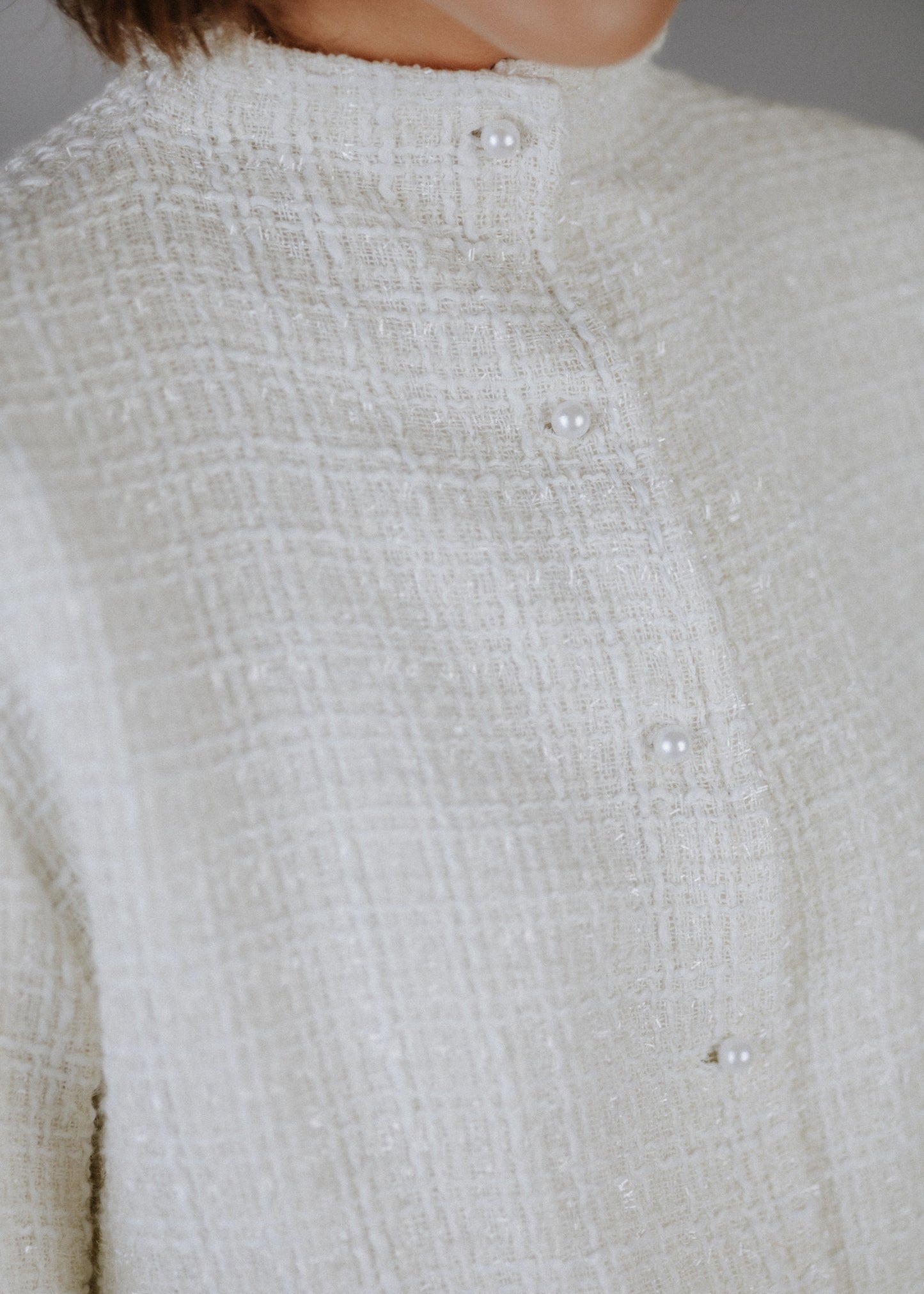 Boucle bomber in ecru