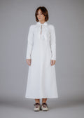 Fine fabric dress in ecru color