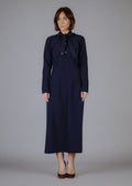 Fine fabric dress in dark blue