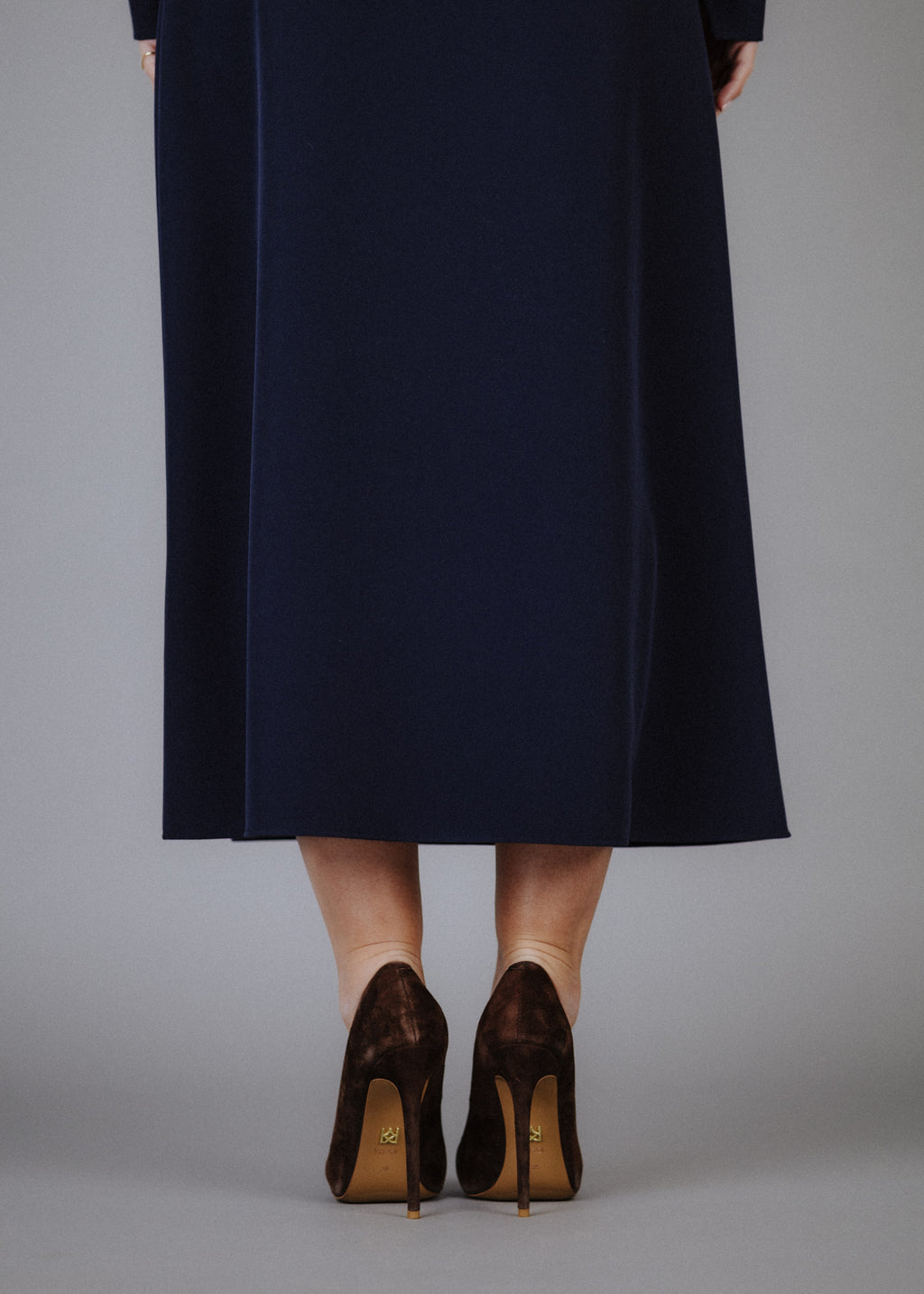 Fine fabric dress in dark blue