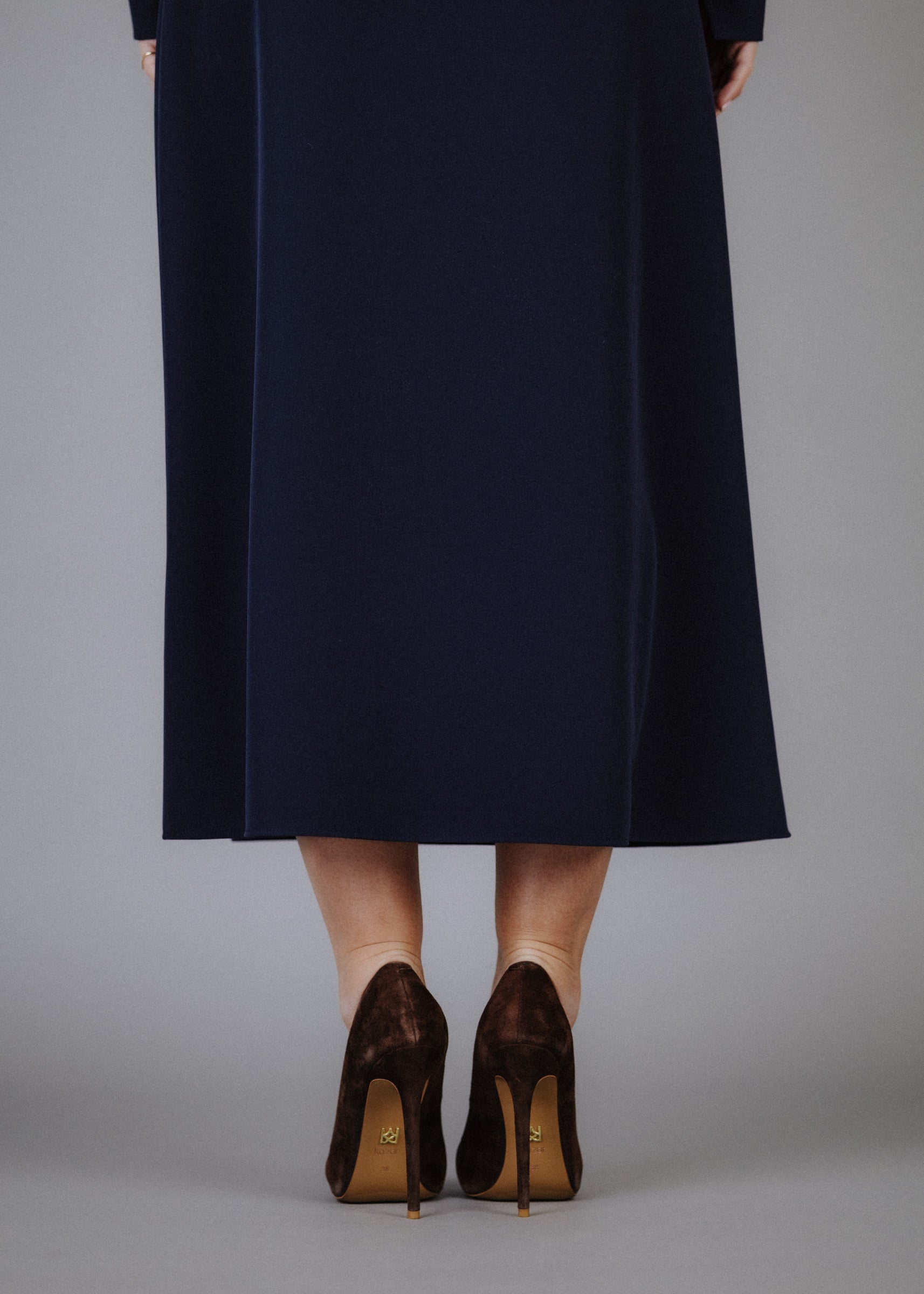 Fine fabric dress in dark blue
