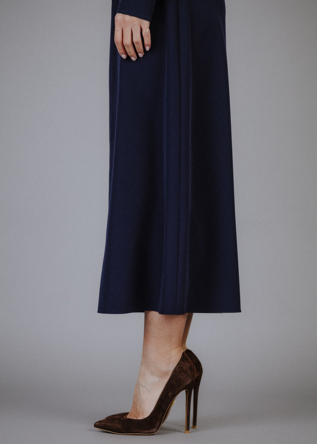 Fine fabric dress in dark blue