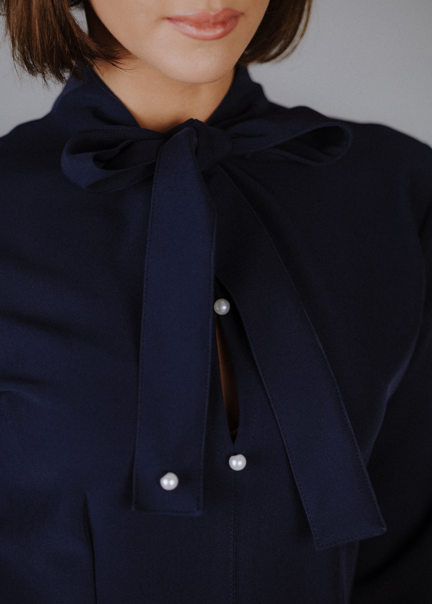 Fine fabric dress in dark blue