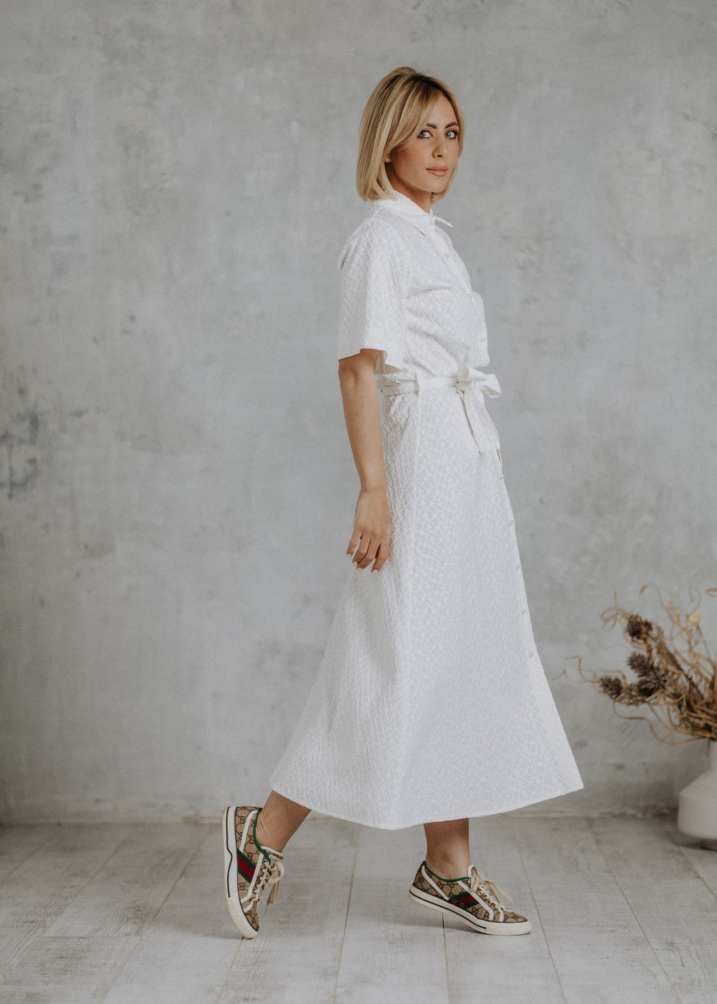 Madeira shirt dress in ecru