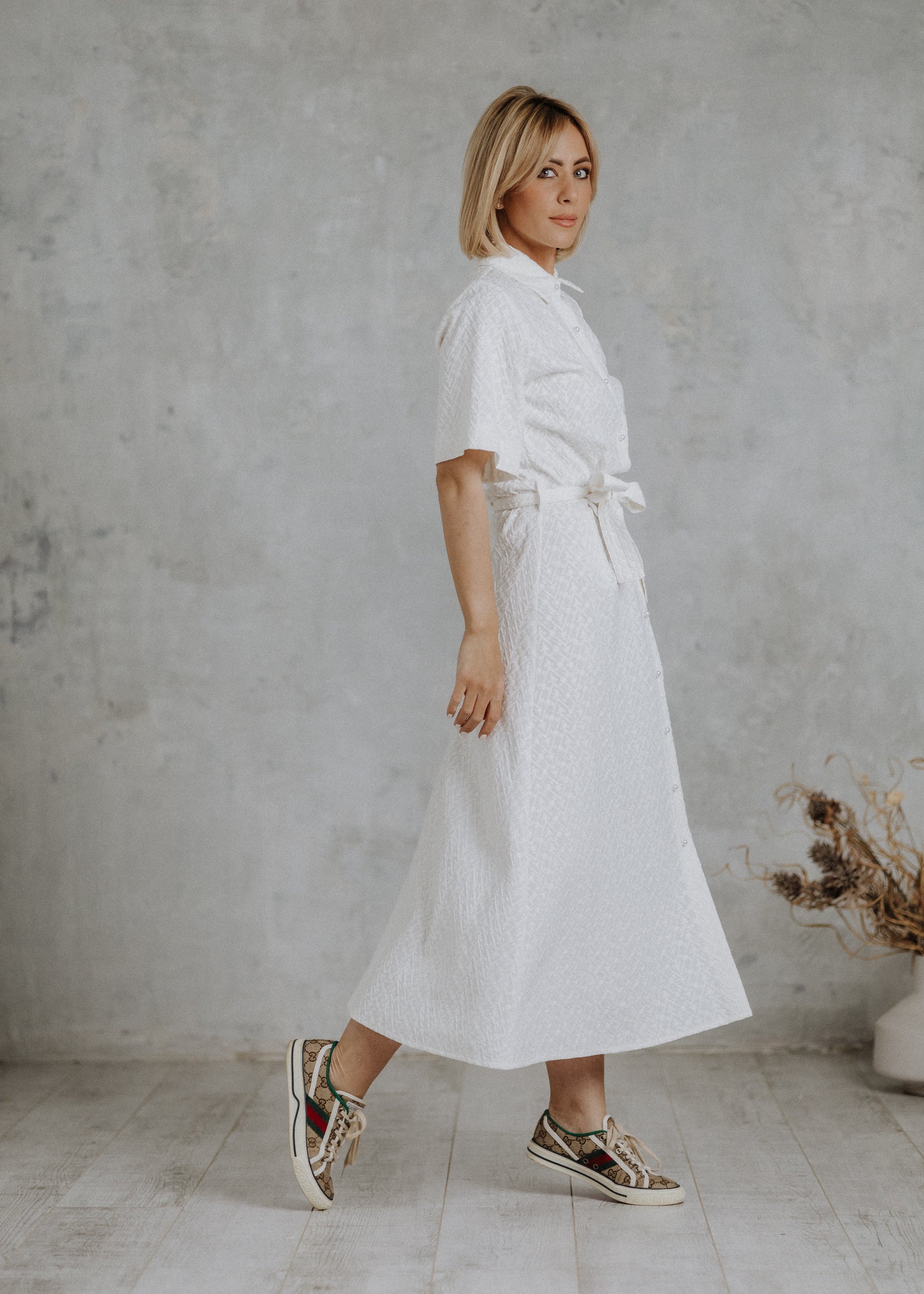Madeira shirt dress in ecru