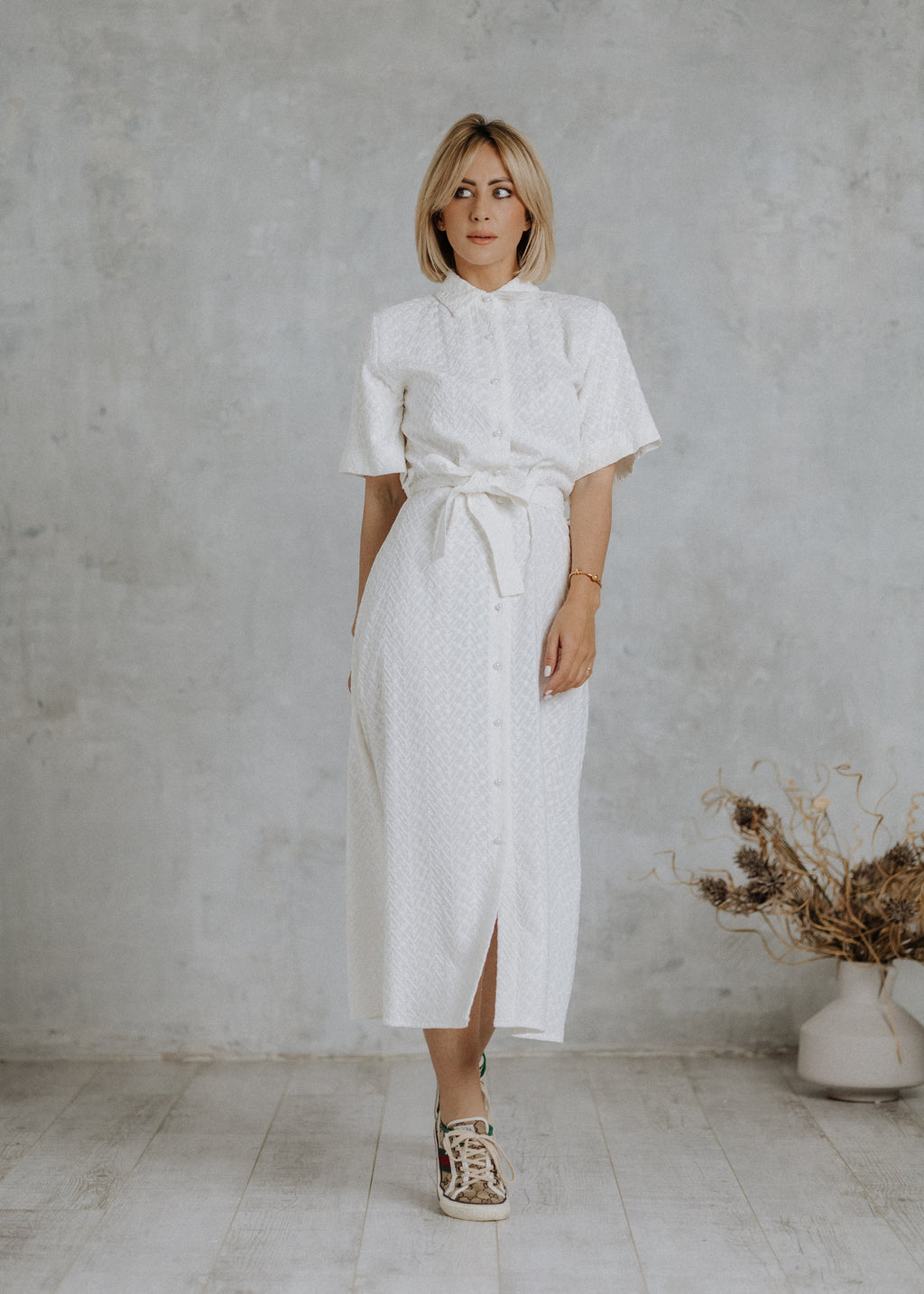 Madeira shirt dress in ecru