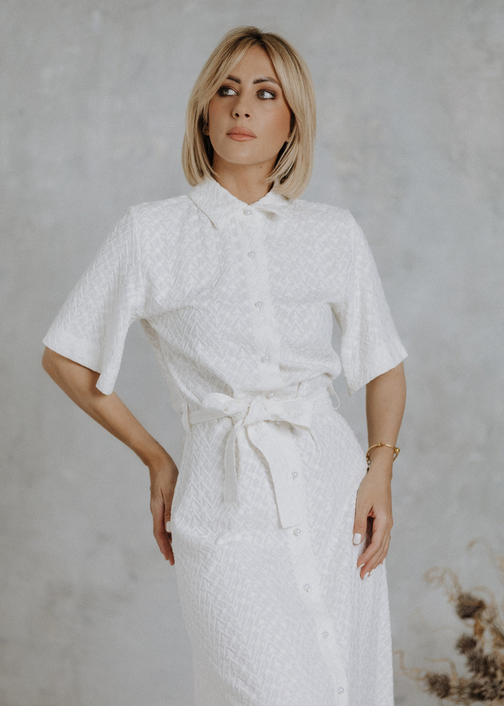 Madeira shirt dress in ecru