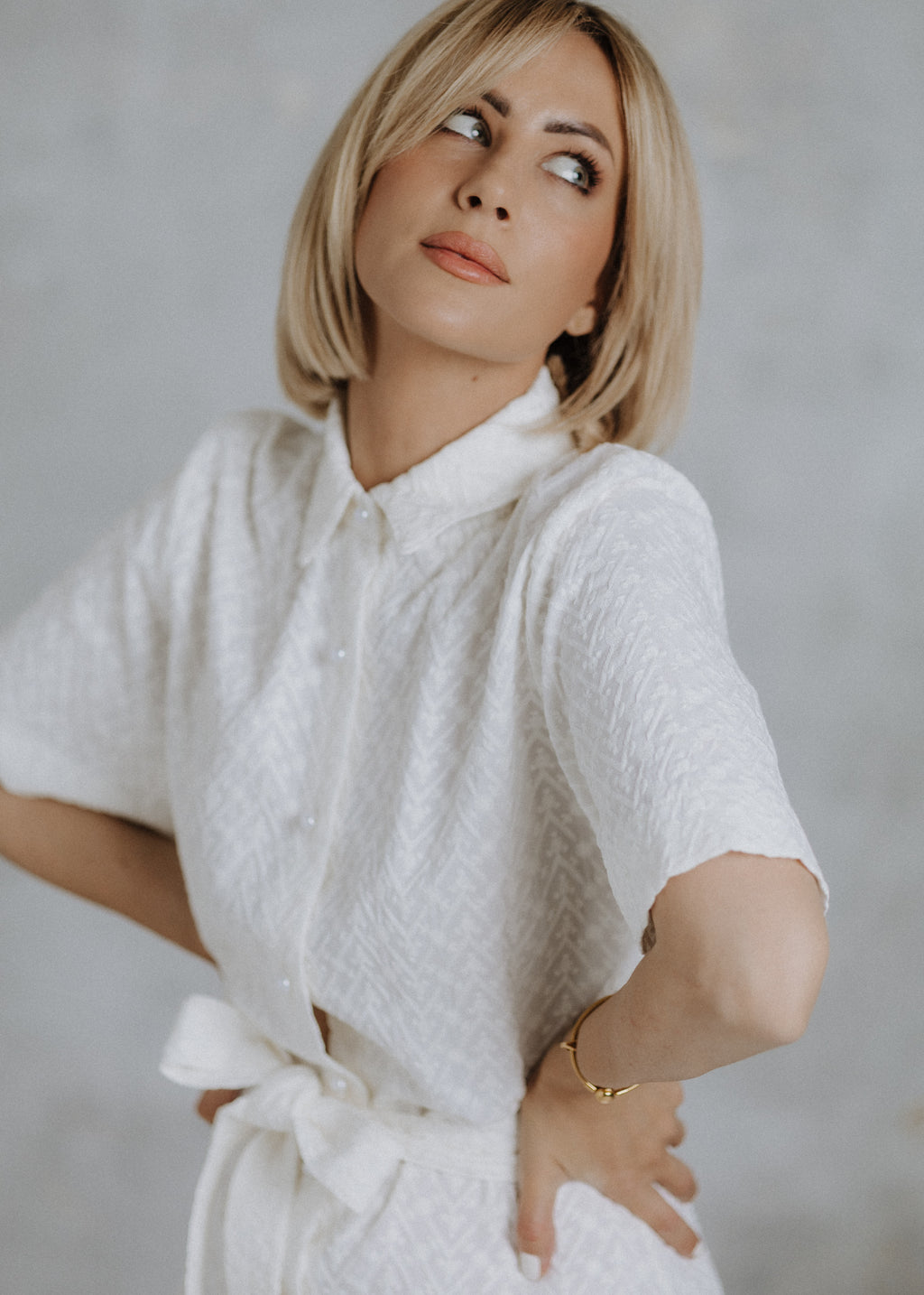 Madeira shirt dress in ecru