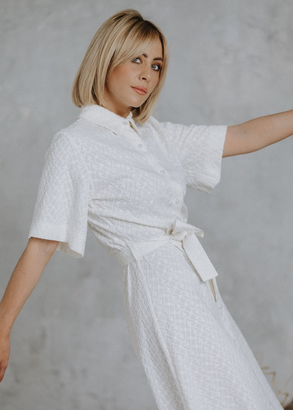 Madeira shirt dress in ecru