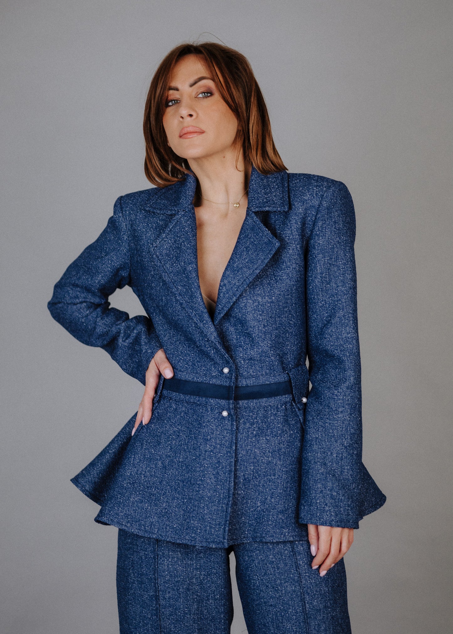 Boucle jacket in blue