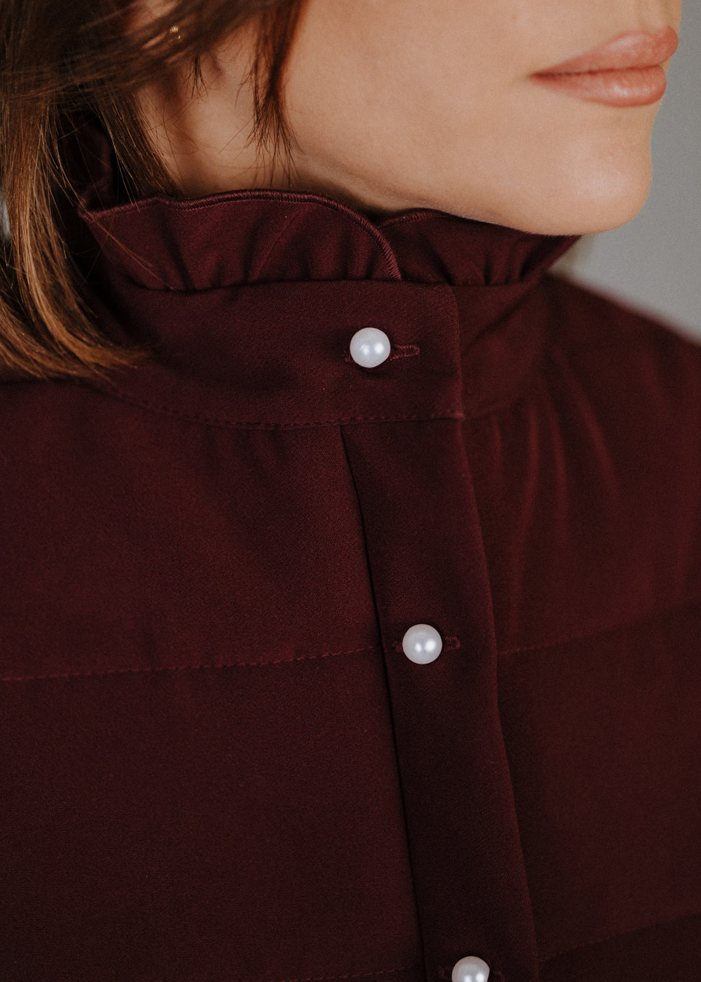 Quilted top with lining in burgundy color 