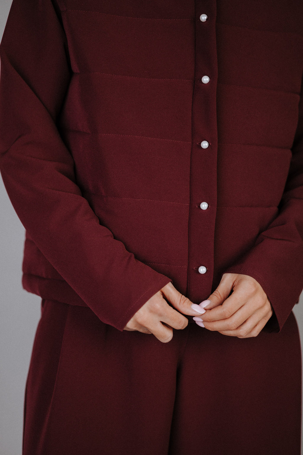 Quilted top with lining in burgundy color 