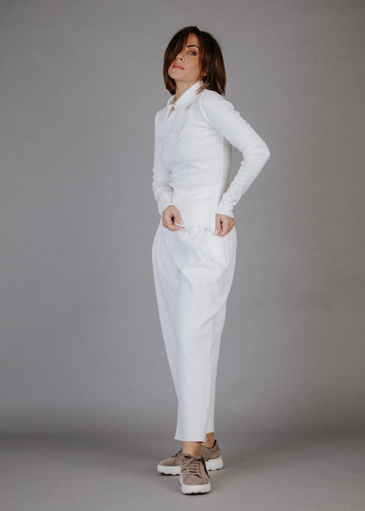 Bordázott pamut felső ekrü színben