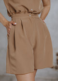 Bermuda ruffled shorts in camel color