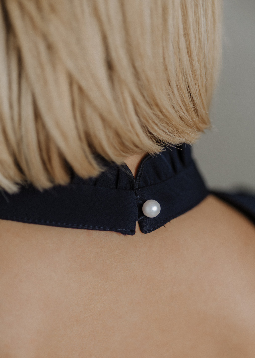 Open back top in navy blue