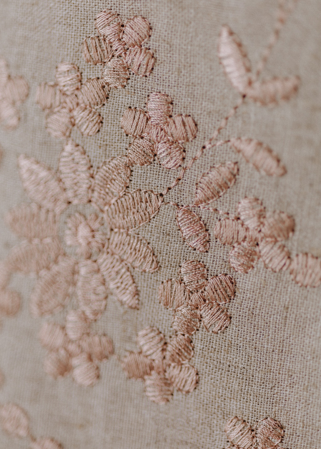 Limited edition embroidered linen top in sand color