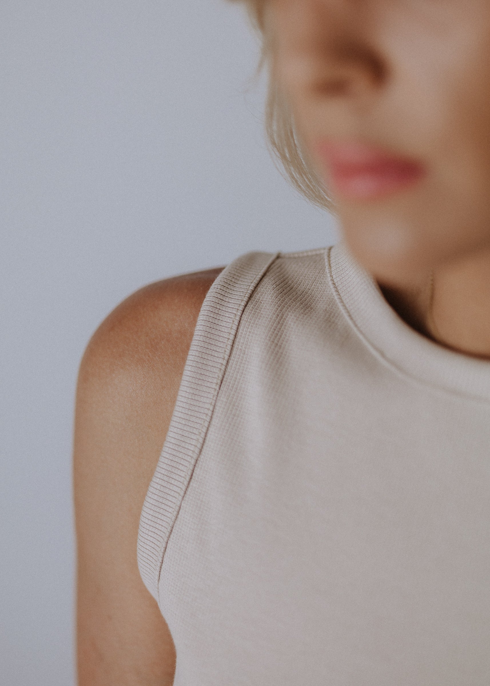 Beige ribbed sleeveless dress