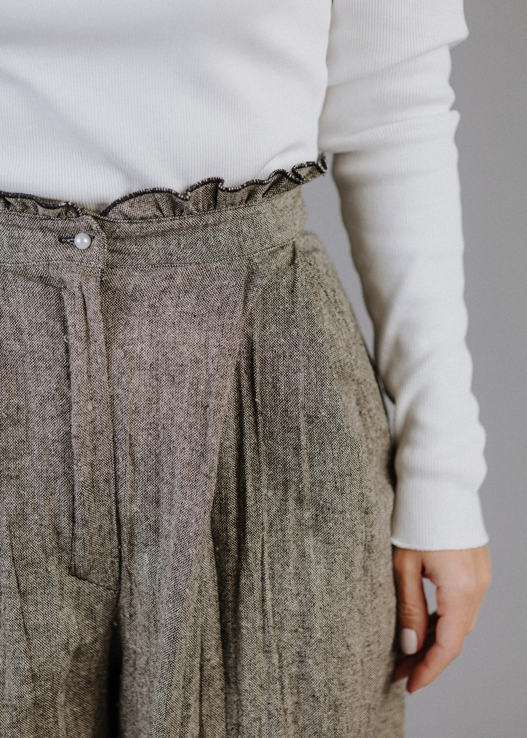 CRUSHED TWEED TROUSERS WITH WOOL