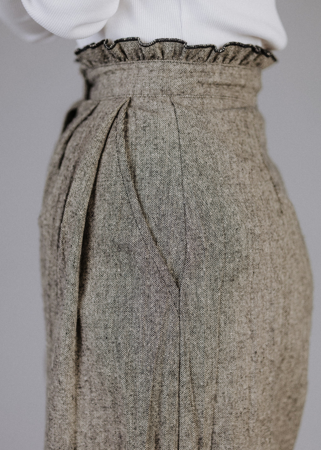 CRUSHED TWEED TROUSERS WITH WOOL