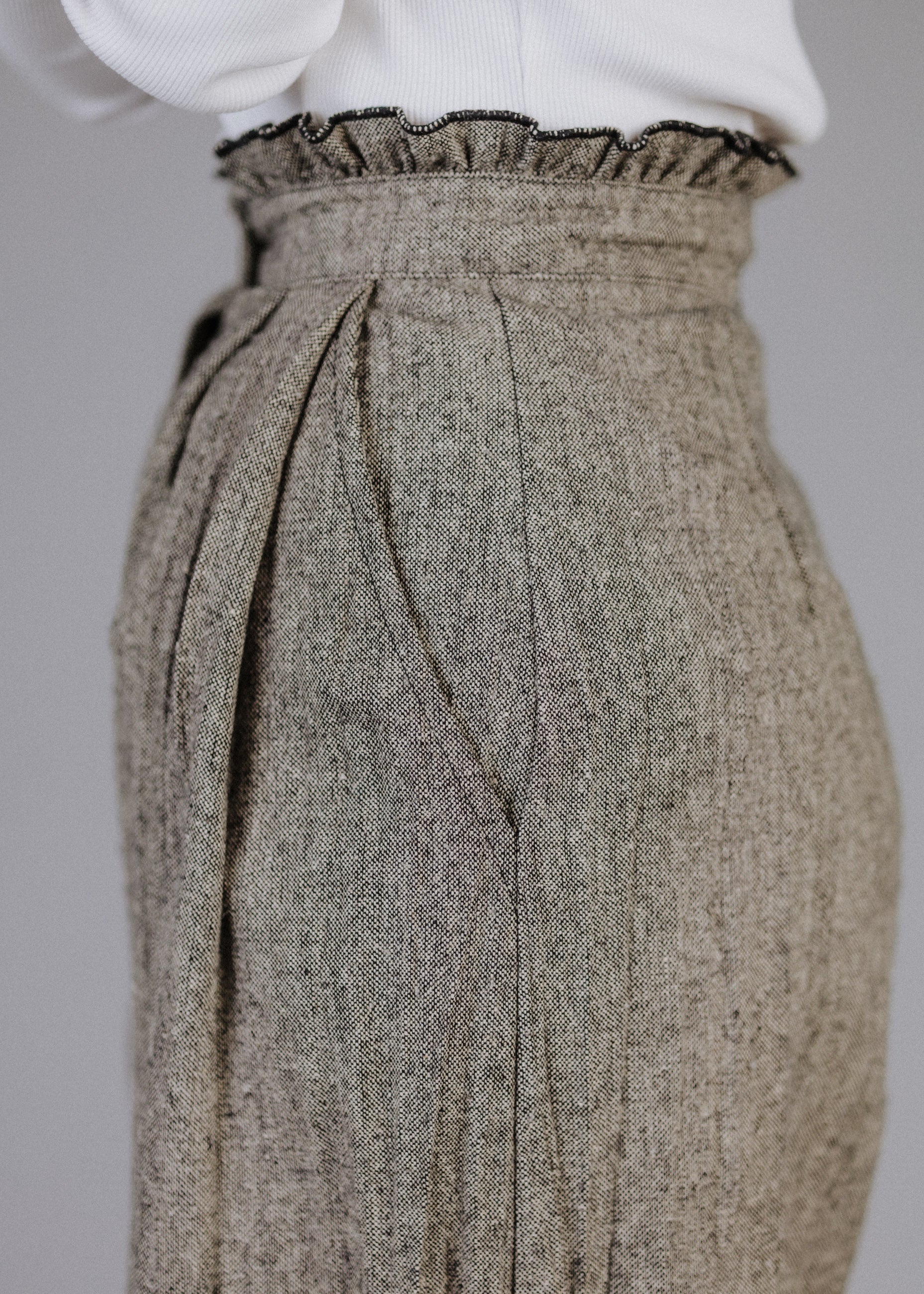 CRUSHED TWEED TROUSERS WITH WOOL