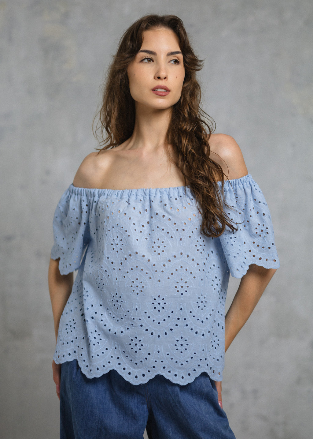 MADEIRA TOP IN BABY BLUE