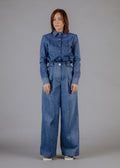 PLEATED WIDE-LEG JEANS
