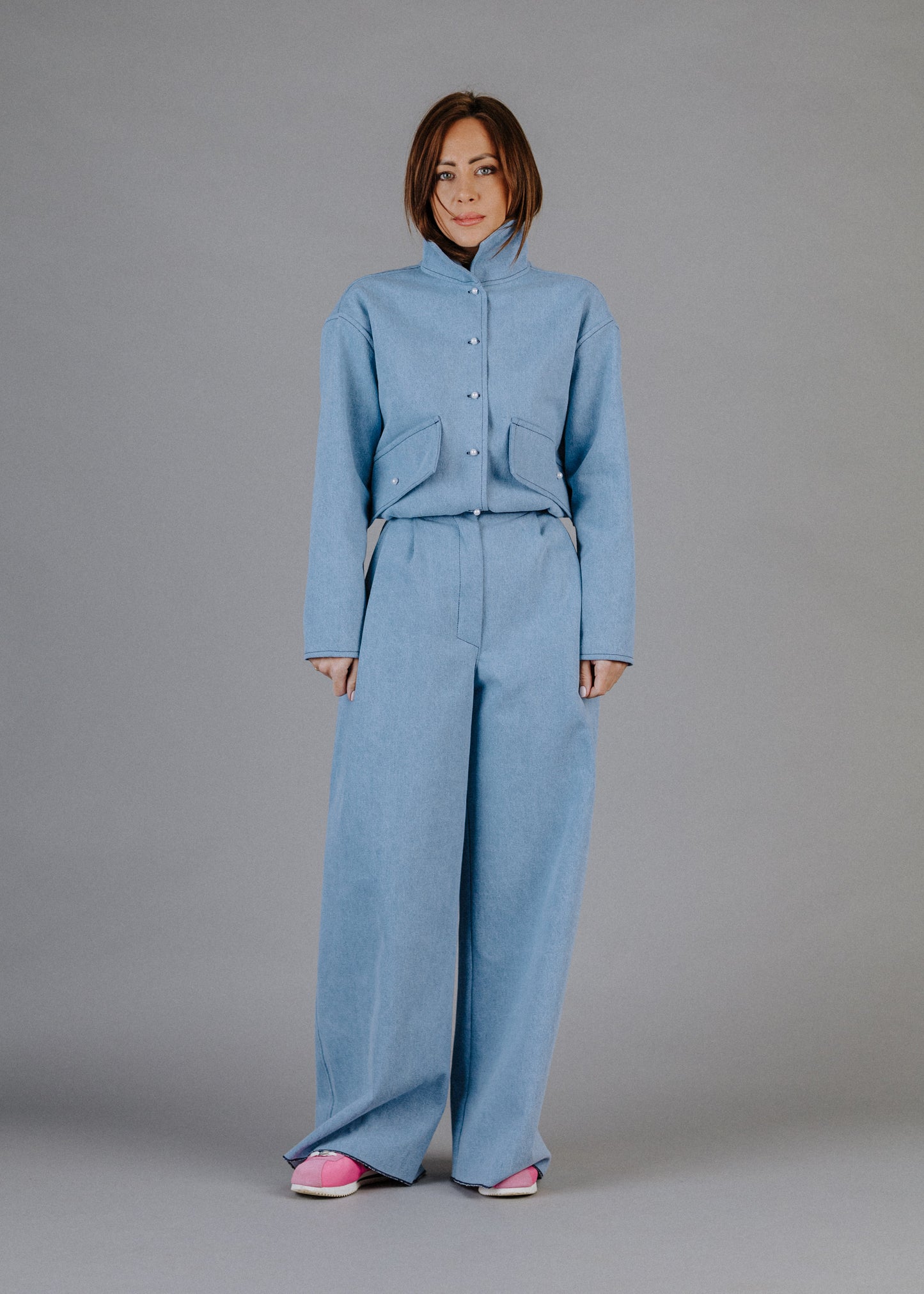 LIMITÁLT BOMBER FARMERKABÁT GYÖNGYGOMBOKKAL