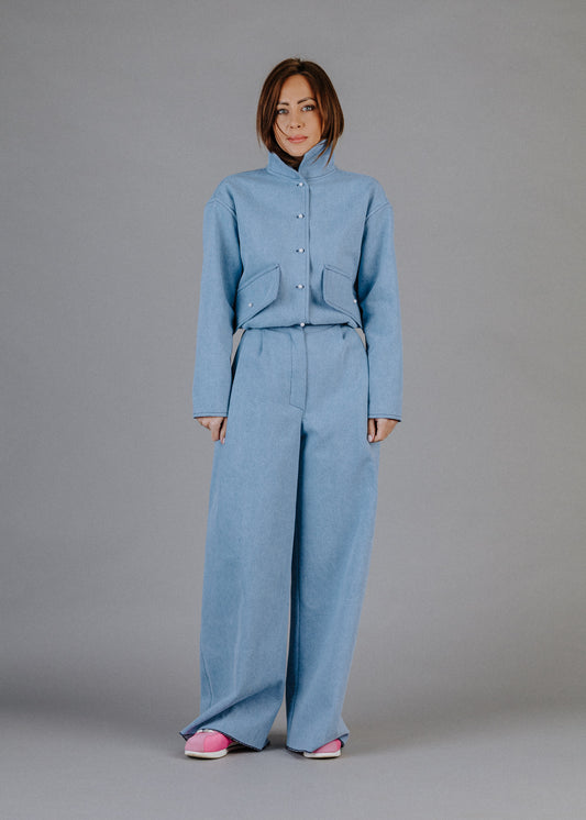 LIMITÁLT BOMBER FARMERKABÁT GYÖNGYGOMBOKKAL