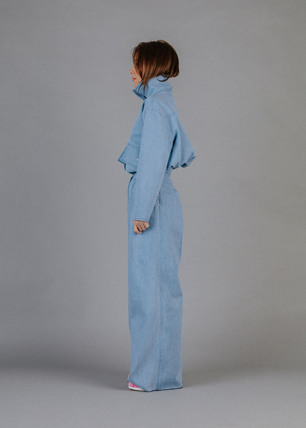 LIMITED WIDE-LEG JEANS WITH RUFFLED WAIST