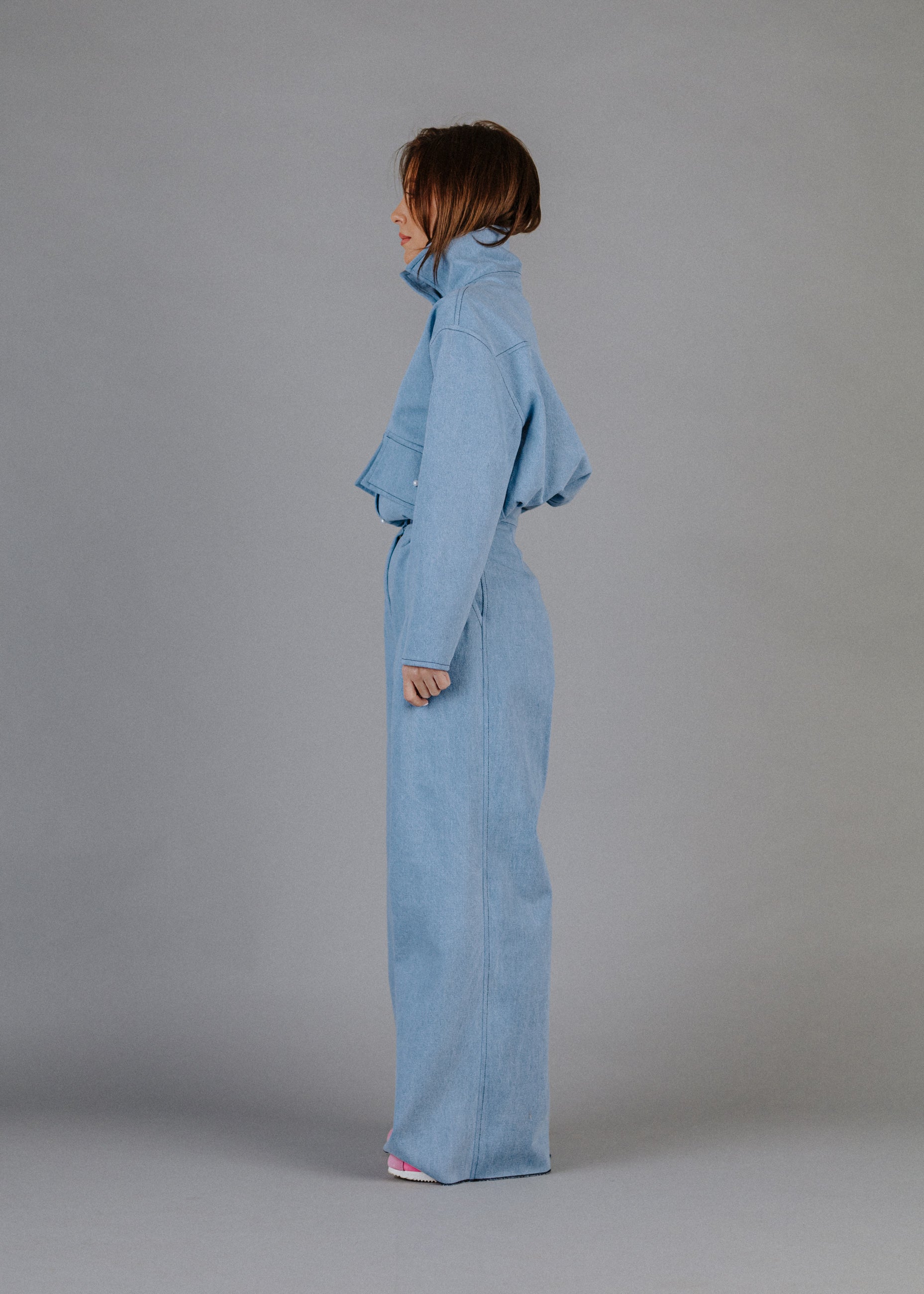 LIMITED WIDE-LEG JEANS WITH RUFFLED WAIST