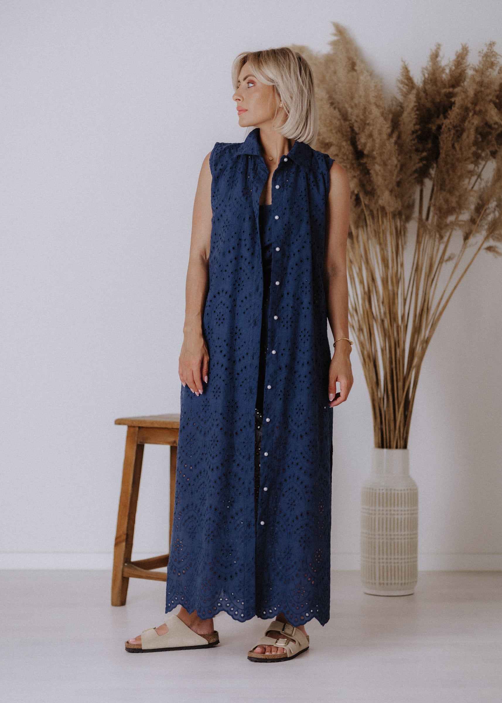 Madeira maxi shirt in navy blue