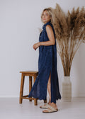 Madeira maxi shirt in navy blue